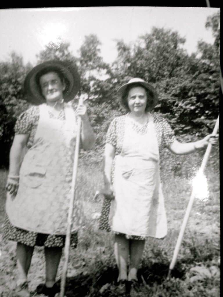 Two older women standing in a field in Pennsylvania