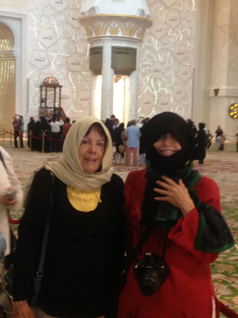 two women in a mosque in Abu Dhabi