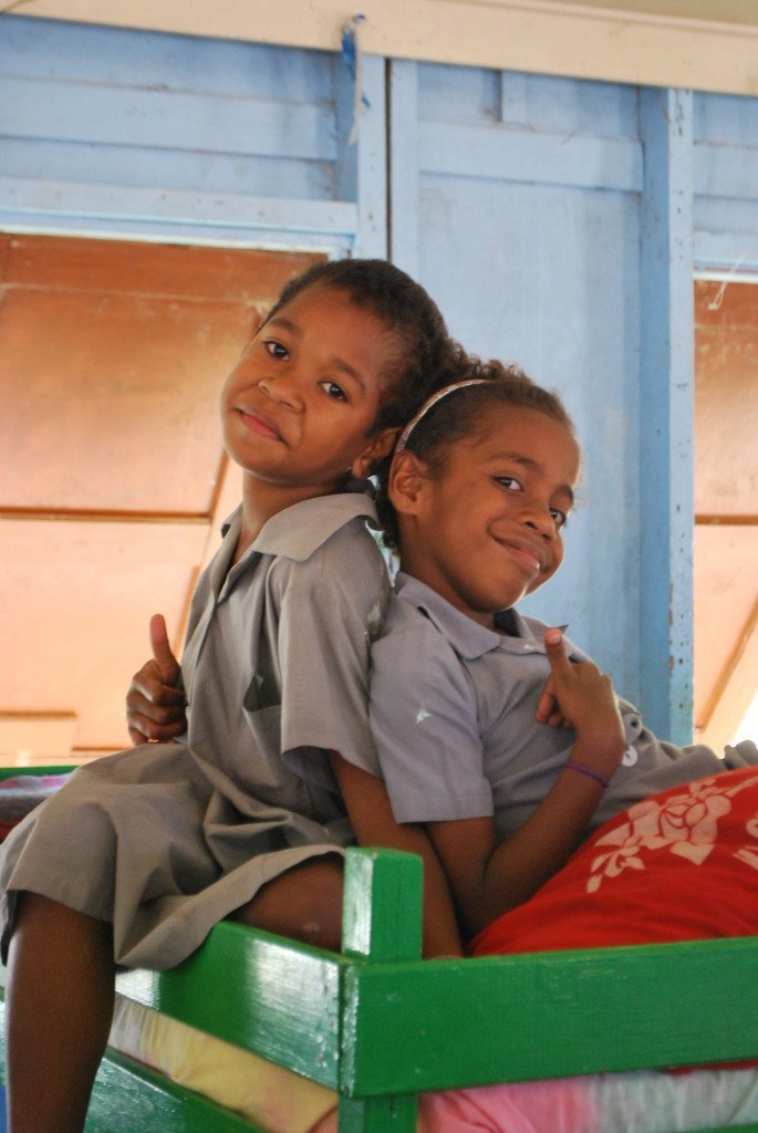 Two girls at Dormitory at Ratu Naivalu School, Fiji
