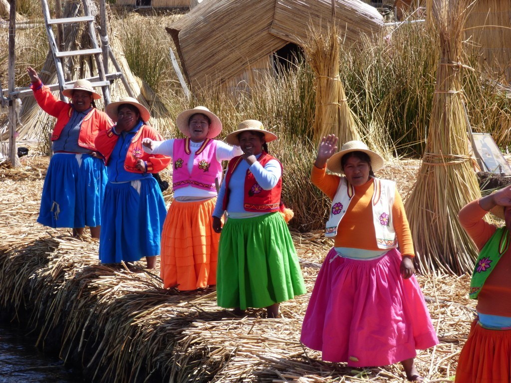 Uru women on the Floating Islands of Lake Titicaca