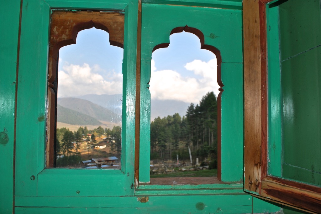 View of Bhutan from bathroom window