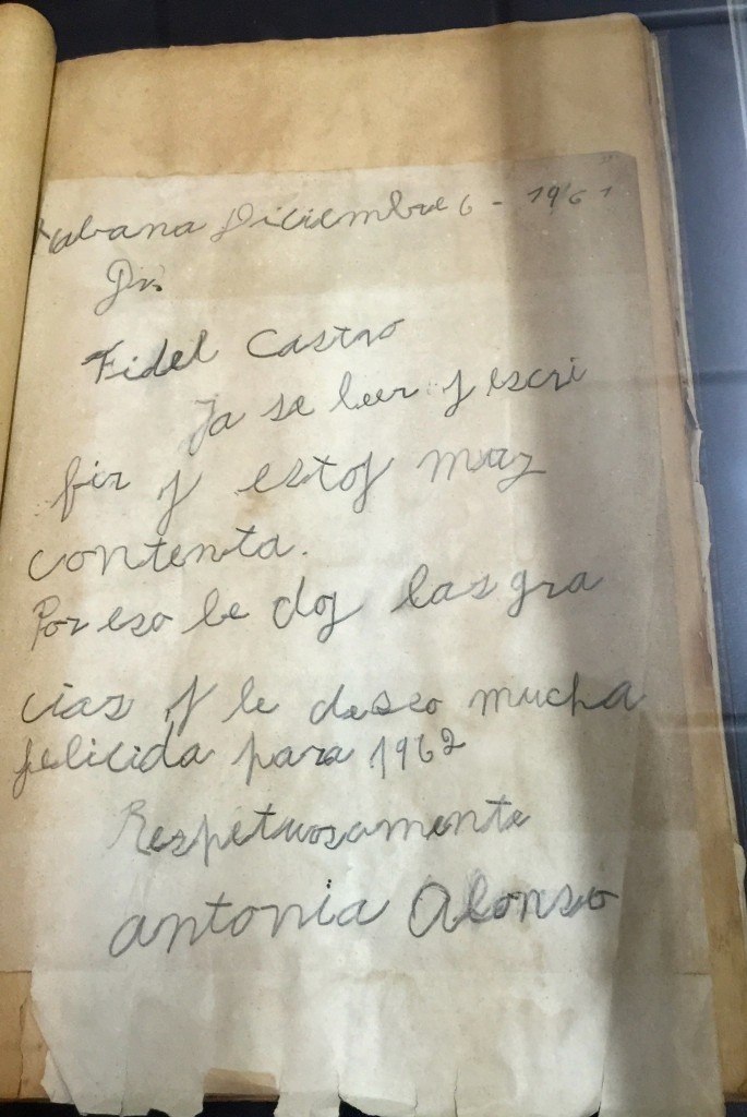 Letter to Fidel Castro from farmer who learned to read during the Literacy Campaign in Cuba