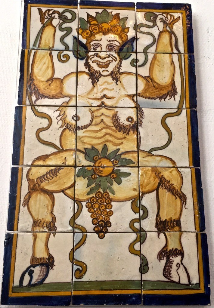 Mythic creature on a tile in the National Tile Museum in Portugal