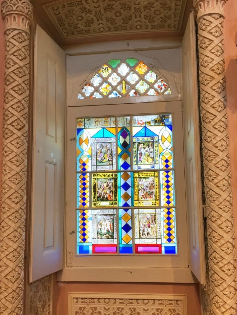 Stained glass window in Pena Palace, Sintra, Portugal