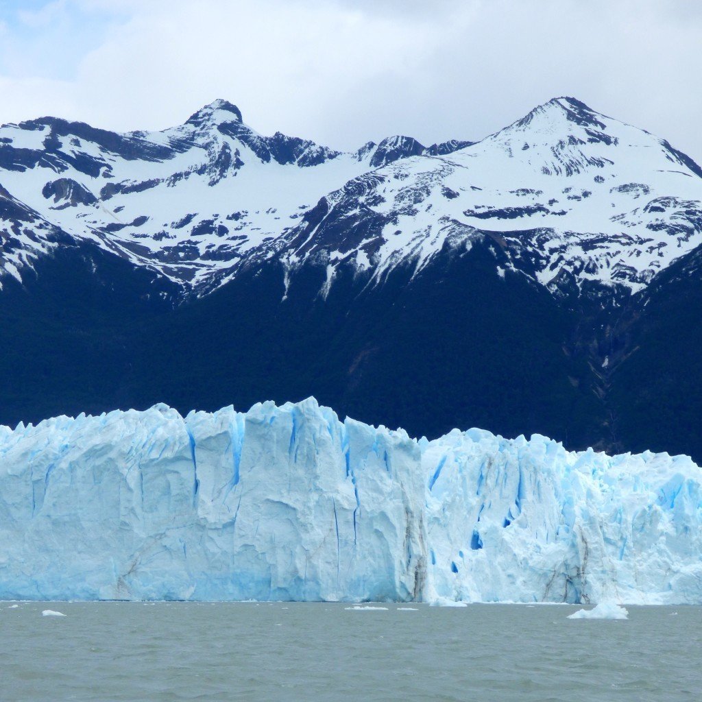 A small part of Perito Moreno Glacier in Los Glaciares National Park as seen from a boat.