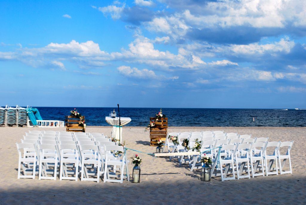 beach wedding at the Marriott on Pompano Beach, Florida