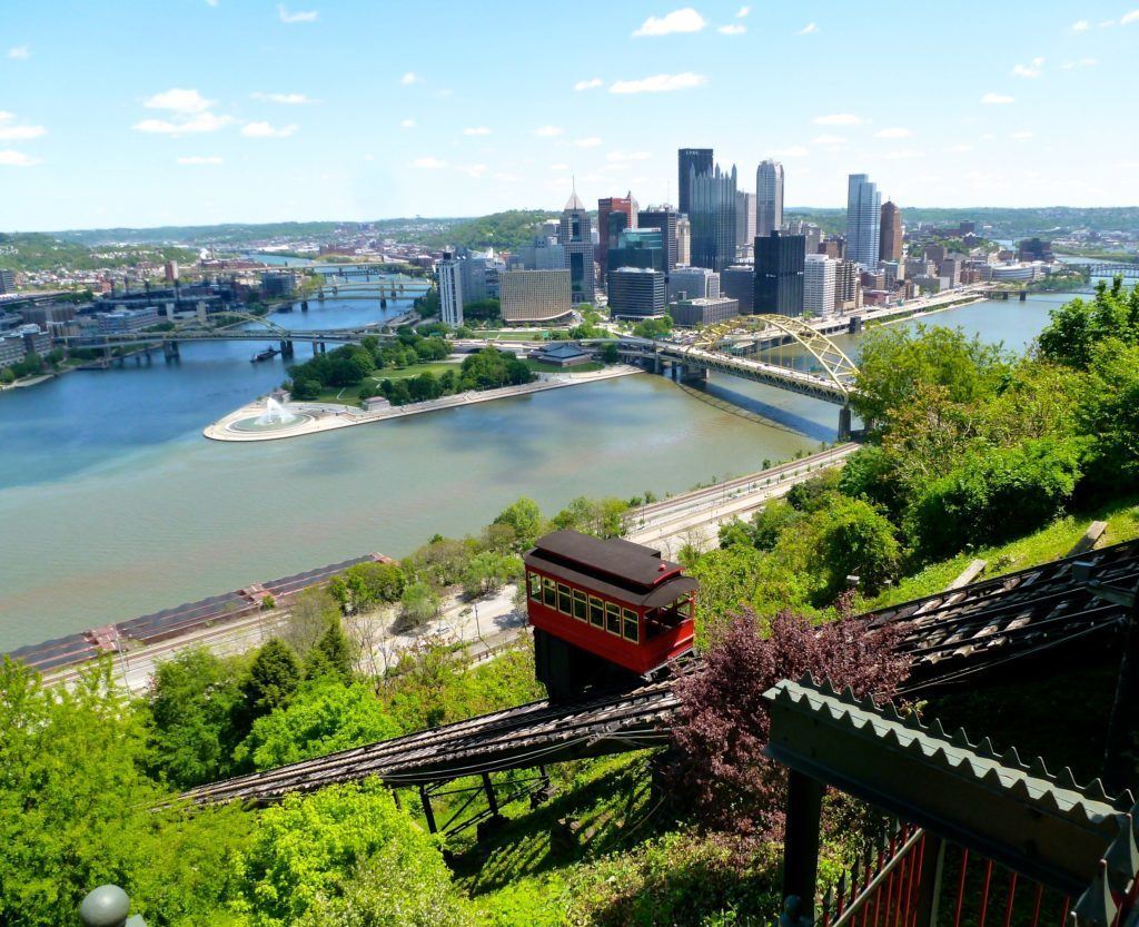 the Duquesne Incline and the convergence of the three rivers in Pittsburgh