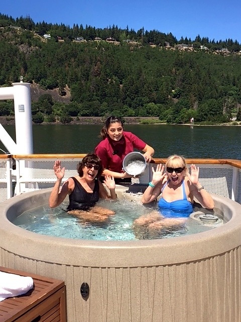On Un-Cruise their staff goes out of their way to meet your needs - here they threw ice into the hot tub for us