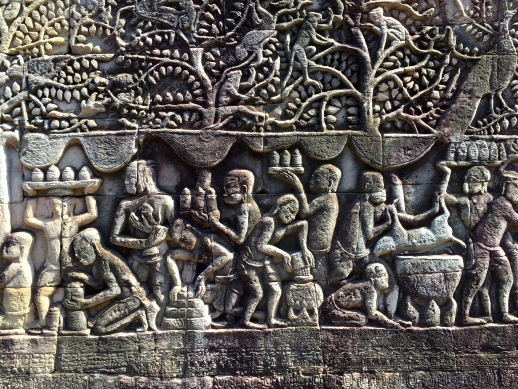 Cambodian temple bas relief